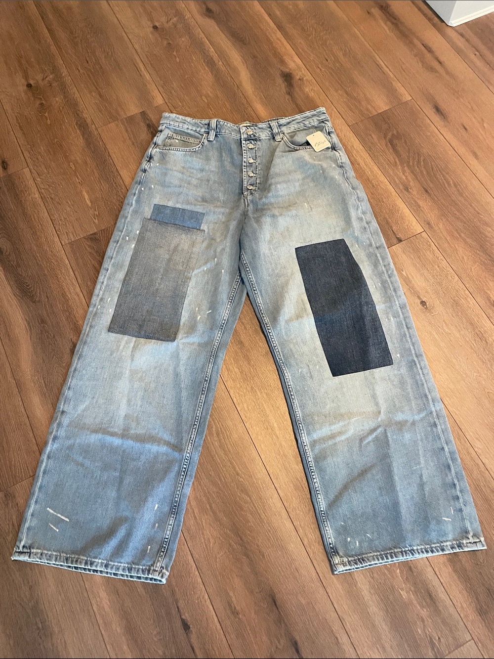 Free People Nia Patchwork Boyfriend Jeans- size 32 - Picture 4 of 10